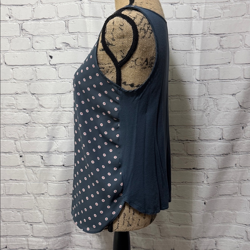LOFT Printed Dot polyester front & solid rayon back Sleeveless Tank Top - Picture 2 of 9